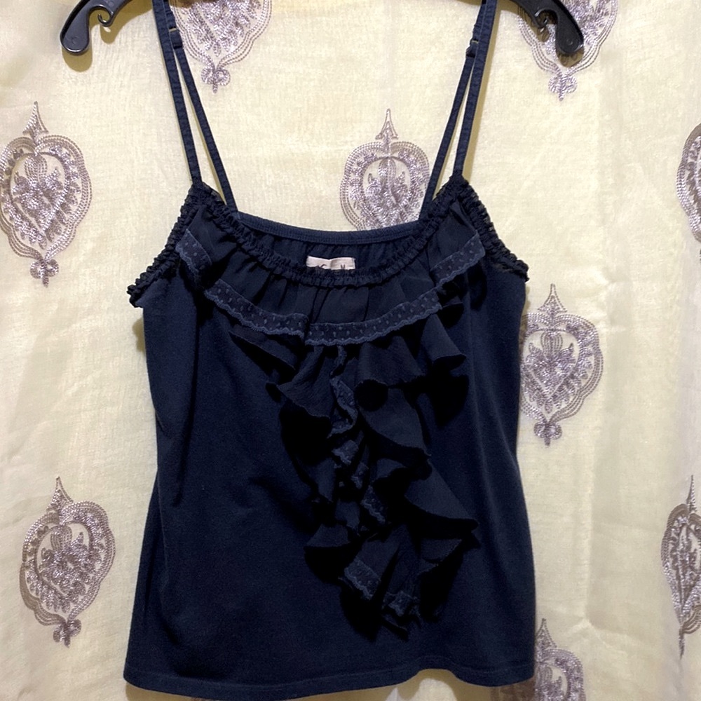 HOLLISTER NAVY COTTON/ POLYESTER (CHIFFON) CAMI TOP SZ M